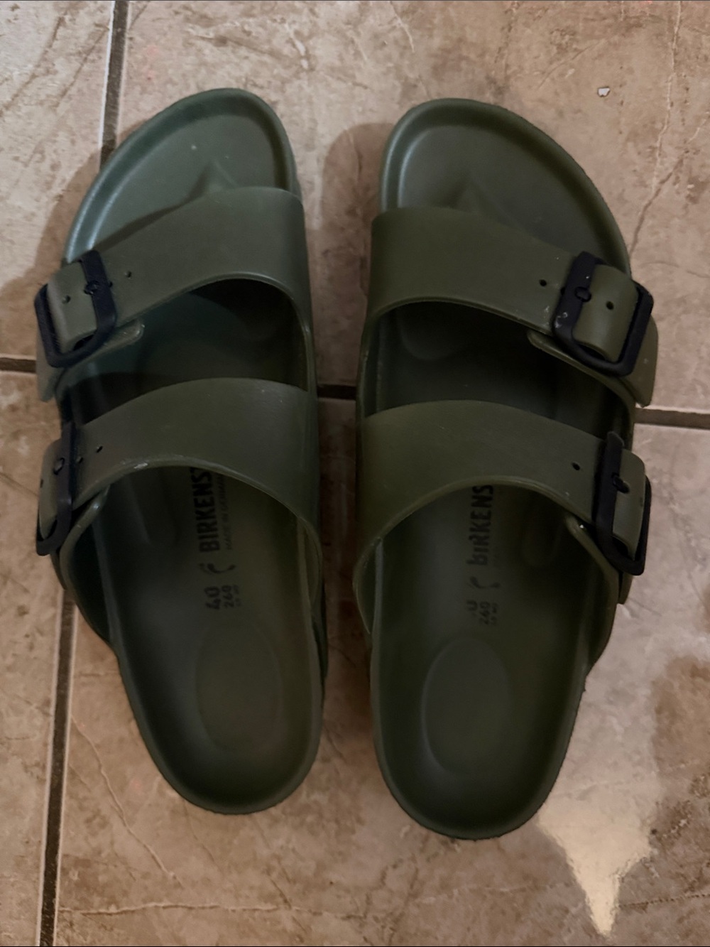 Birkenstock Arizona sandals in olive green